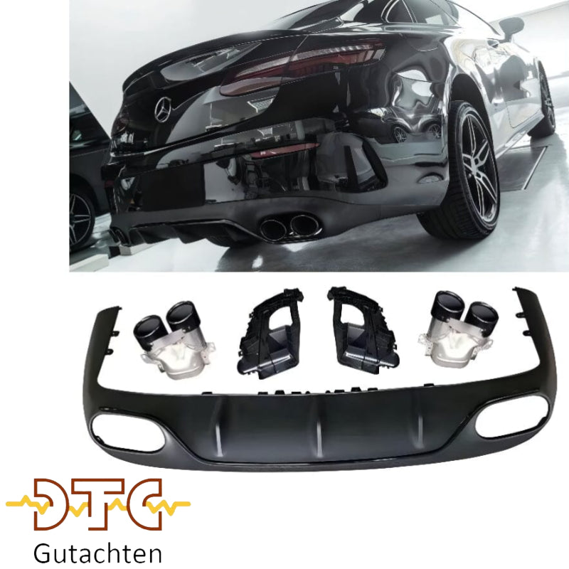 Mercedes E-Klasse C238 A238 Diffusor + Auspuffblenden (Schwarz)